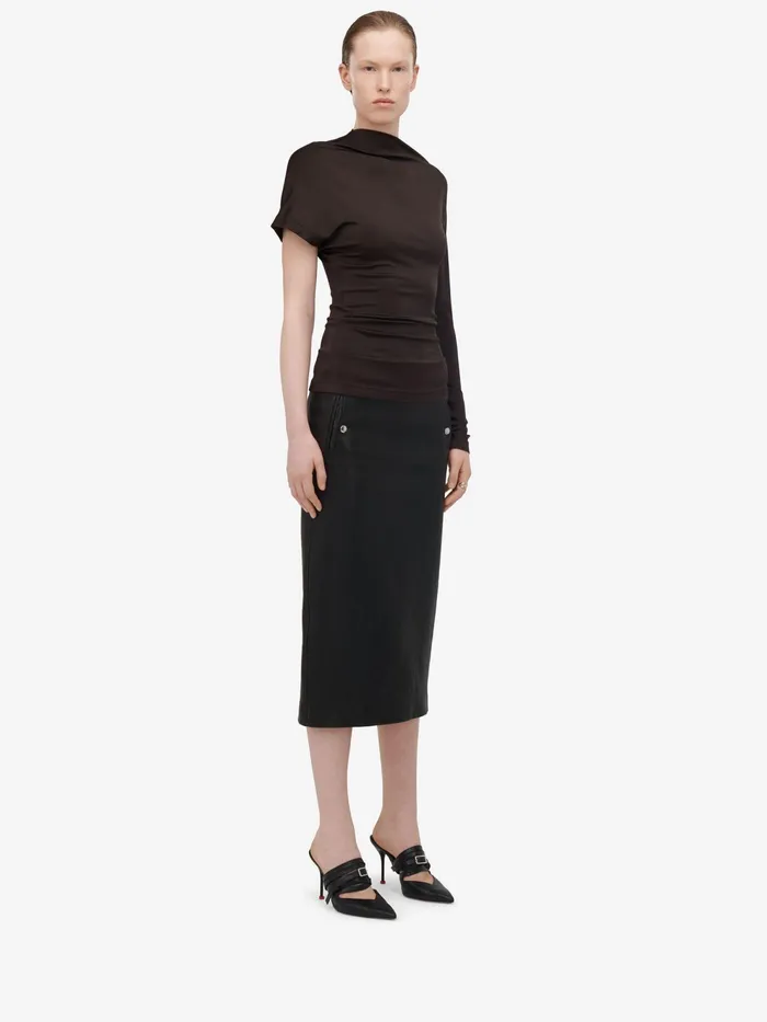 Women Tops And Shirts Alexander McQueen Asymmetric Top Ebony