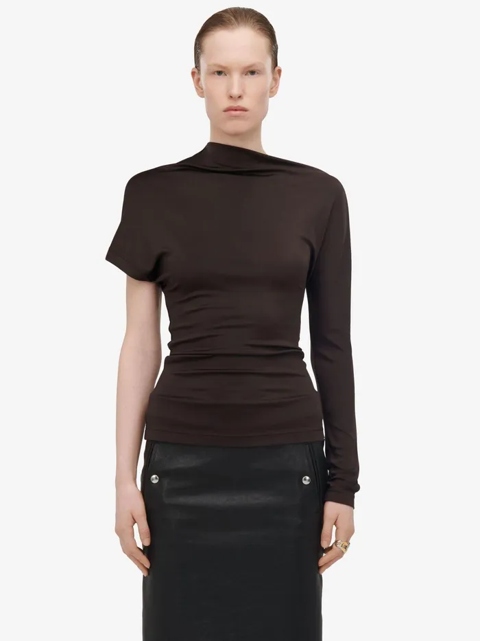 Women Tops And Shirts Alexander McQueen Asymmetric Top Ebony