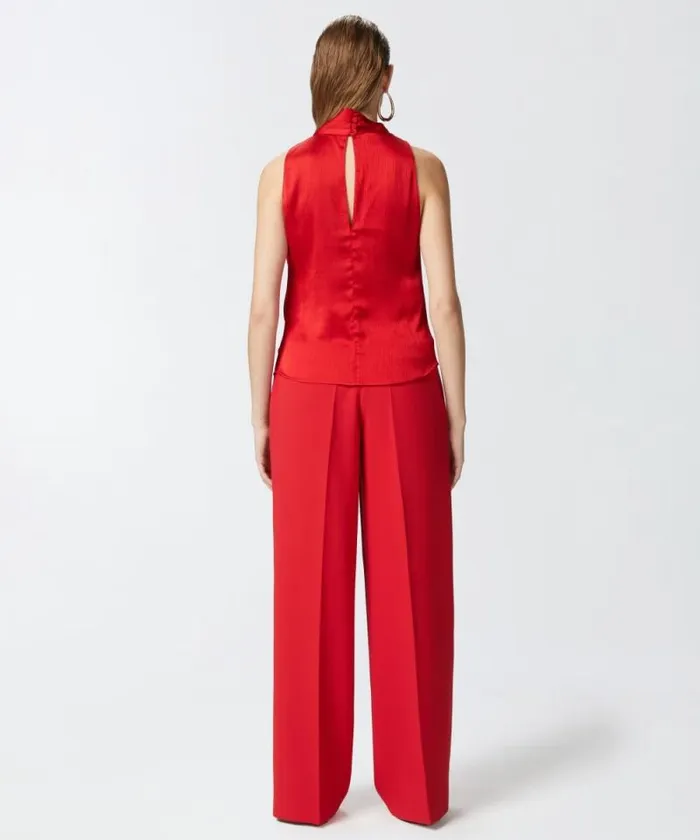 Women Topwear Pinko Crinkle Satin Top With Draping Salsa Red Women Topwear Pinko Crinkle Satin Top With Draping Salsa Red