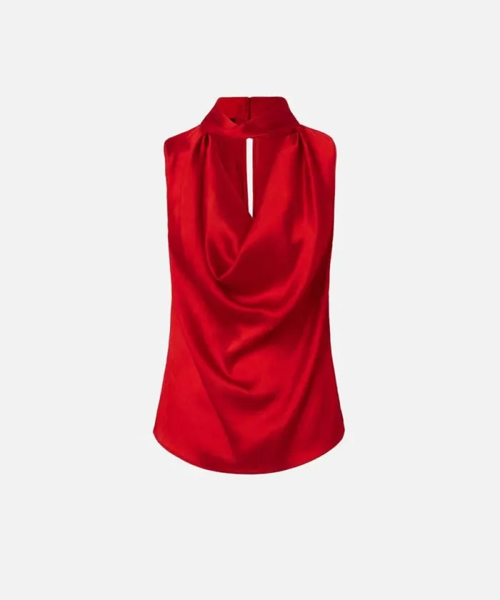 Women Topwear Pinko Crinkle Satin Top With Draping Salsa Red Women Topwear Pinko Crinkle Satin Top With Draping Salsa Red