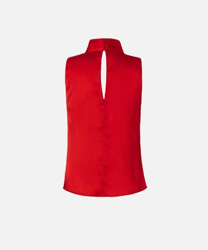 Women Topwear Pinko Crinkle Satin Top With Draping Salsa Red Women Topwear Pinko Crinkle Satin Top With Draping Salsa Red