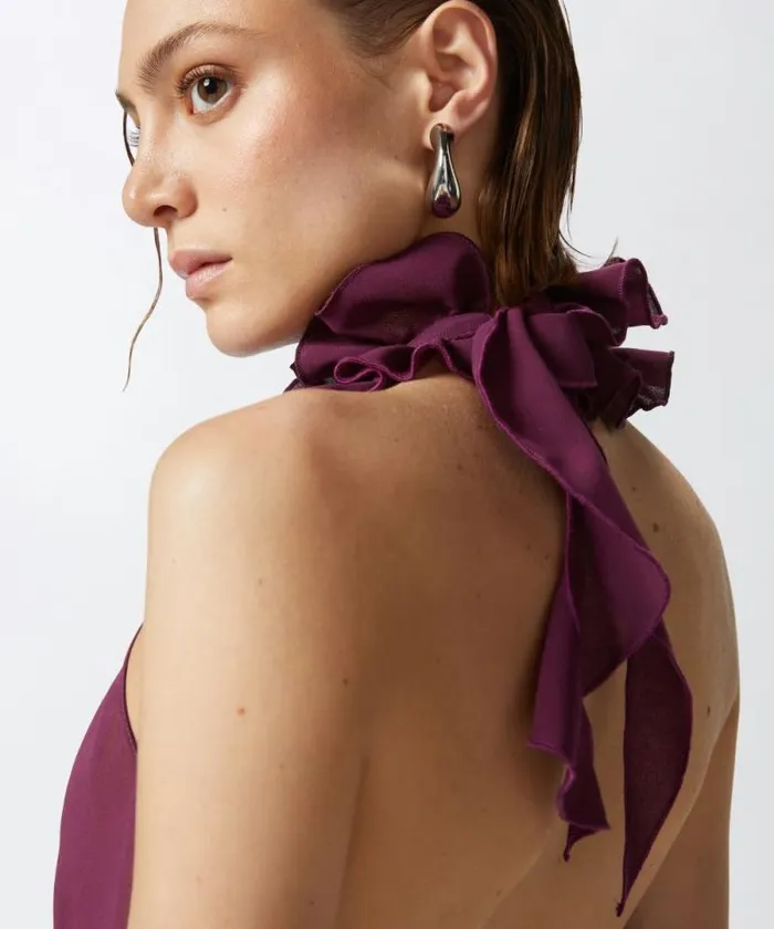 Women Topwear Pinko Georgette Top With Ruching Grape Wine Women Topwear Pinko Georgette Top With Ruching Grape Wine