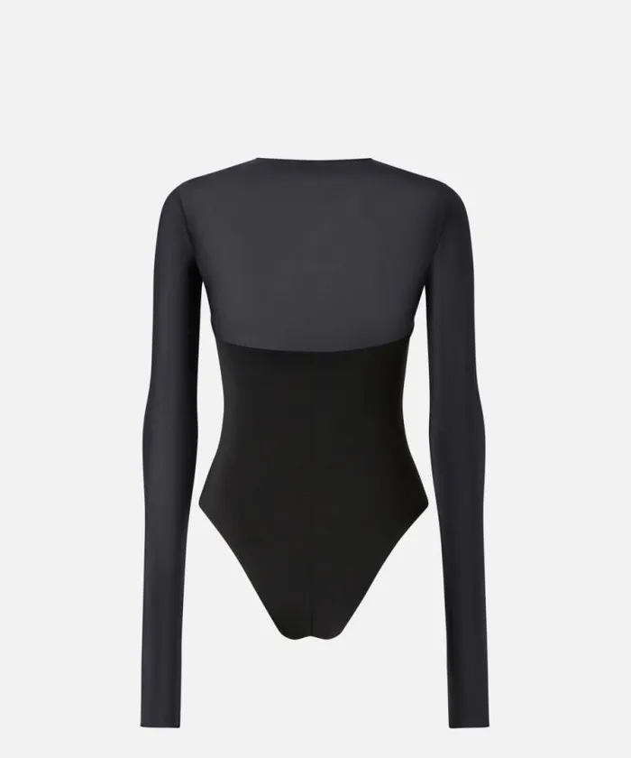 Women Topwear Pinko Longsleeved Sheer Bodysuit Limo Black Women Topwear Pinko Longsleeved Sheer Bodysuit Limo Black