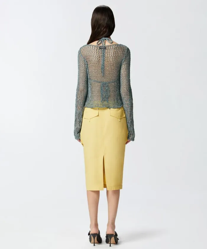 Women Topwear Pinko Mesh Sweater With Bikini Multi Greenwhite Women Topwear Pinko Mesh Sweater With Bikini Multi Greenwhite