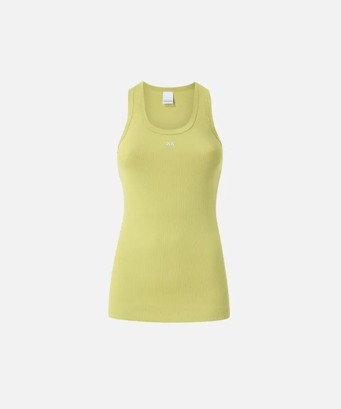 Women Topwear Pinko Ribbed Vest Top With Birds Logo Palm Green Women Topwear Pinko Ribbed Vest Top With Birds Logo Palm Green
