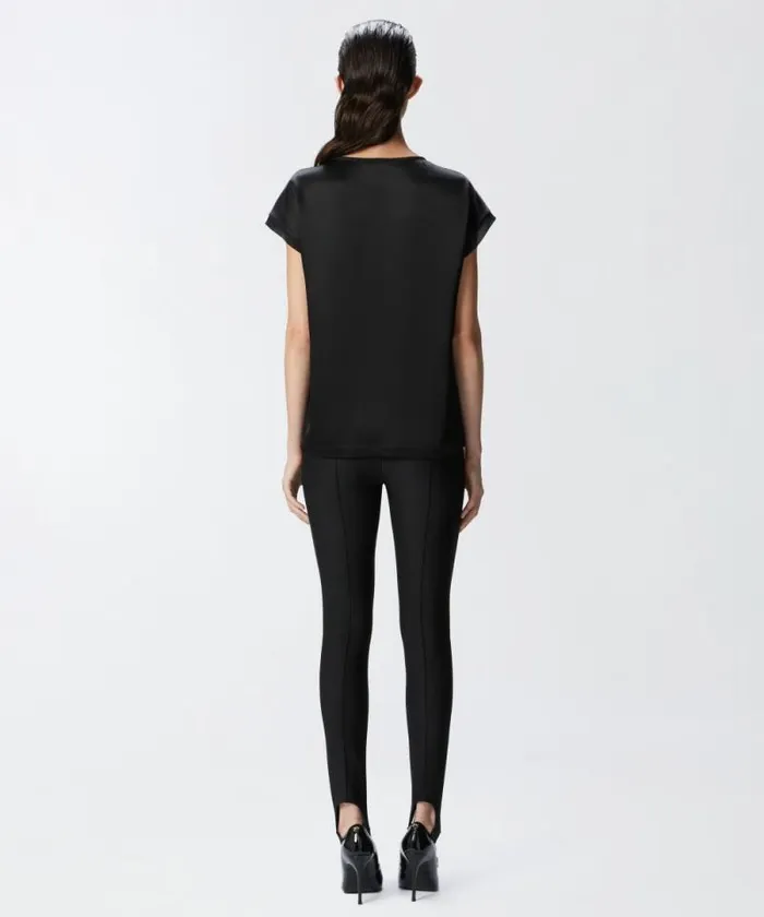 Women Topwear Pinko Satin And Georgette Tshirt Blouse Limo Black Women Topwear Pinko Satin And Georgette Tshirt Blouse Limo Black