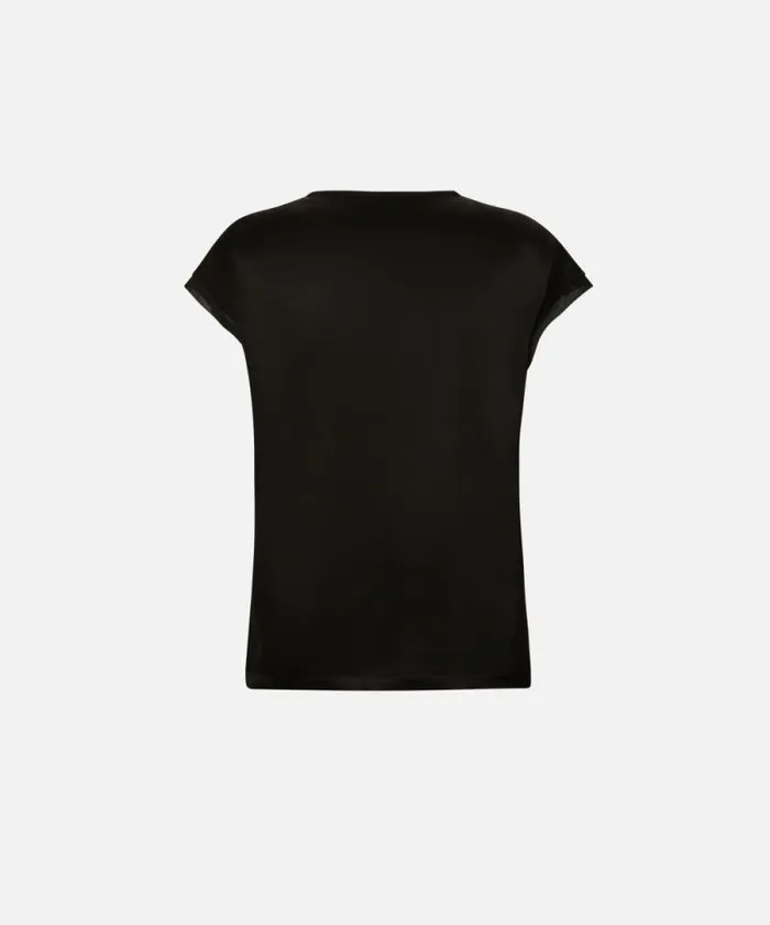Women Topwear Pinko Satin And Georgette Tshirt Blouse Limo Black Women Topwear Pinko Satin And Georgette Tshirt Blouse Limo Black