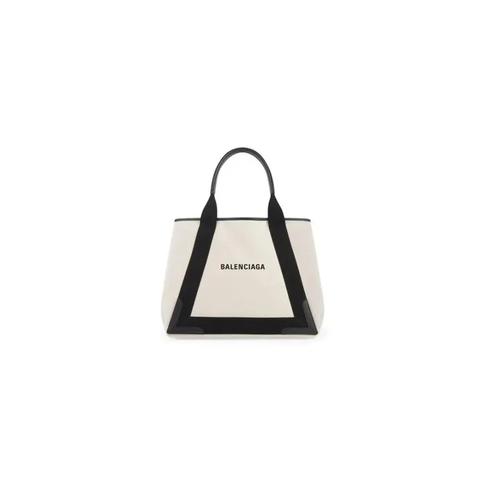 Women Tote Bags Balenciaga Navy Medium Cabas In Beige