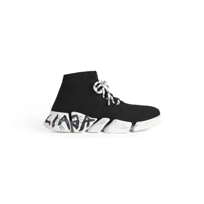 Women Trainers Balenciaga Speed 20 Laceup Graffiti Recycled Knit Trainers In Black Women Trainers Balenciaga Speed 20 Laceup Graffiti Recycled Knit Trainers In Black