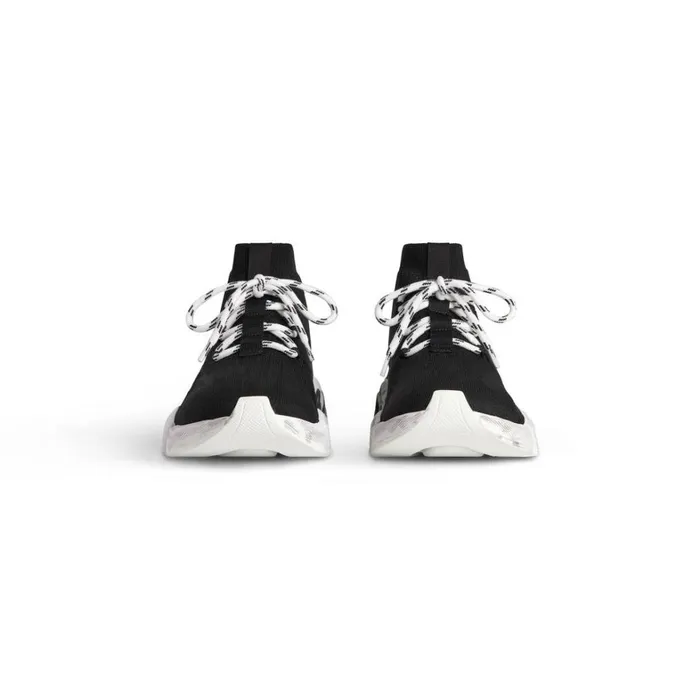 Women Trainers Balenciaga Speed 20 Laceup Graffiti Recycled Knit Trainers In Black