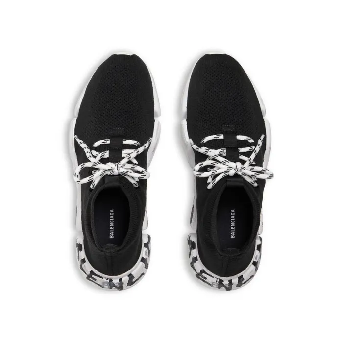 Women Trainers Balenciaga Speed 20 Laceup Graffiti Recycled Knit Trainers In Black