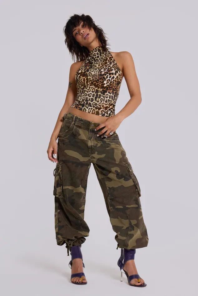 Women Trooper Camo Cargo Pant Jaded London Trousers and Pants