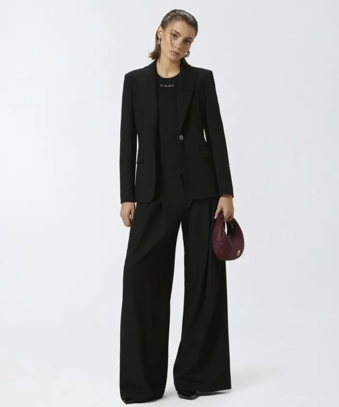 Women Trousers Pinko Elegant Wideleg Trousers With Darts Limo Black