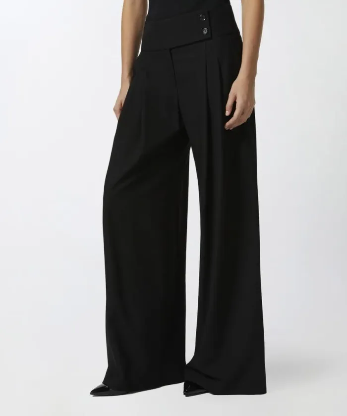 Women Trousers Pinko Elegant Wideleg Trousers With Darts Limo Black Women Trousers Pinko Elegant Wideleg Trousers With Darts Limo Black