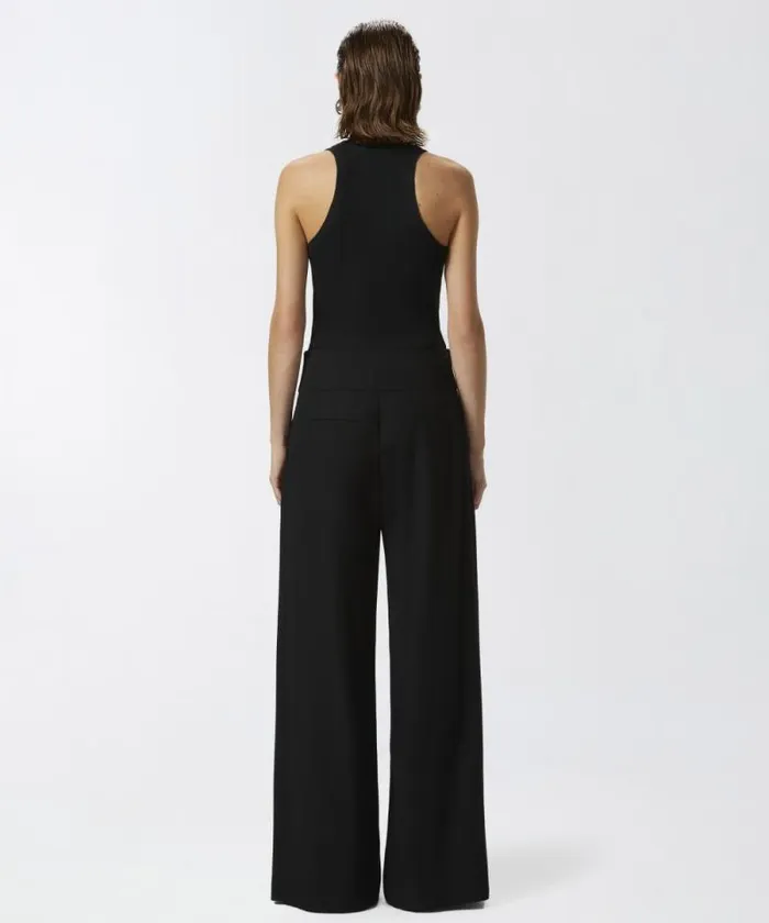 Women Trousers Pinko Elegant Wideleg Trousers With Darts Limo Black Women Trousers Pinko Elegant Wideleg Trousers With Darts Limo Black