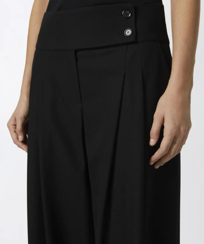 Women Trousers Pinko Elegant Wideleg Trousers With Darts Limo Black Women Trousers Pinko Elegant Wideleg Trousers With Darts Limo Black