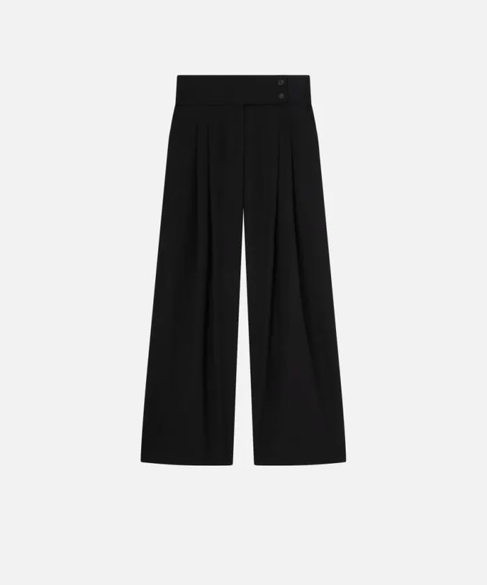 Women Trousers Pinko Elegant Wideleg Trousers With Darts Limo Black Women Trousers Pinko Elegant Wideleg Trousers With Darts Limo Black