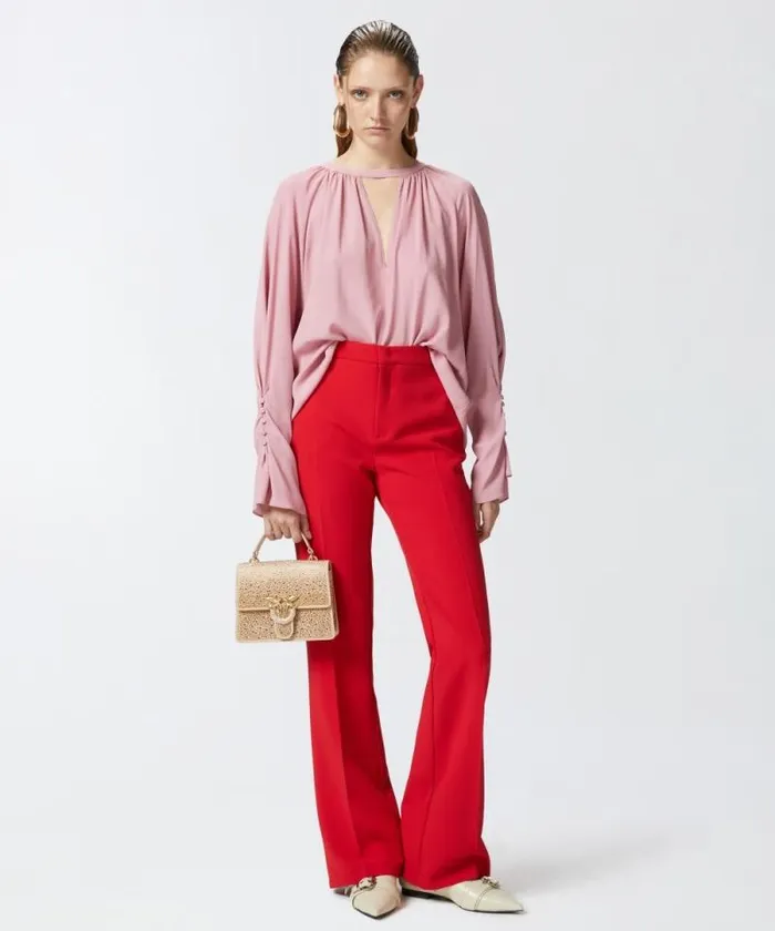 Women Trousers Pinko Highwaisted Slightly Flared Trousers Salsa Red