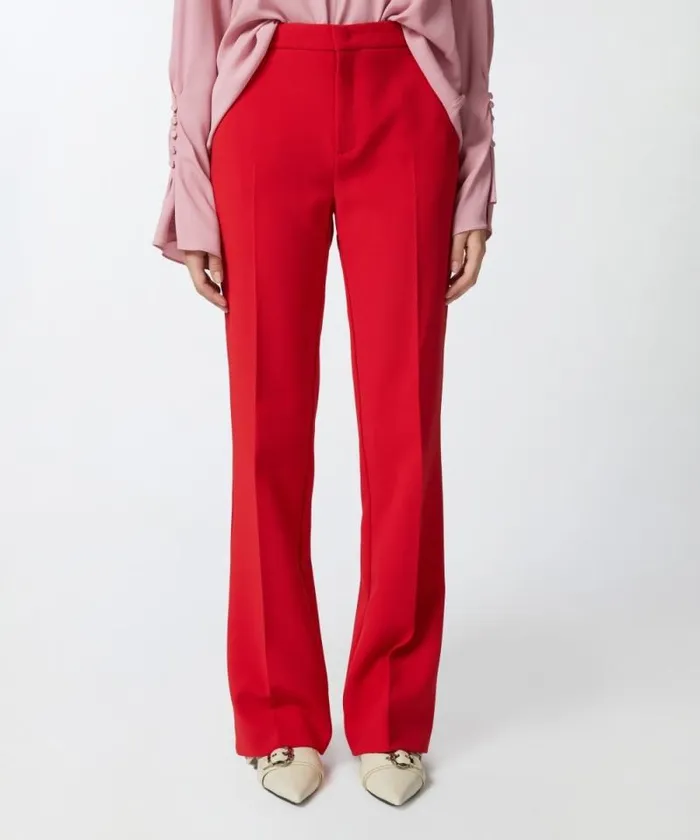 Women Trousers Pinko Highwaisted Slightly Flared Trousers Salsa Red Women Trousers Pinko Highwaisted Slightly Flared Trousers Salsa Red