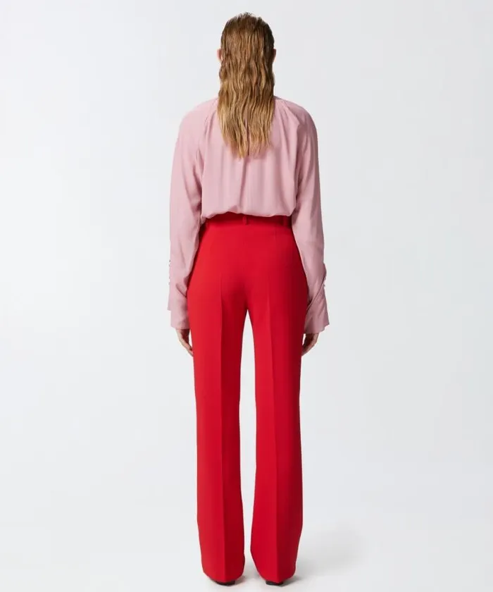 Women Trousers Pinko Highwaisted Slightly Flared Trousers Salsa Red Women Trousers Pinko Highwaisted Slightly Flared Trousers Salsa Red