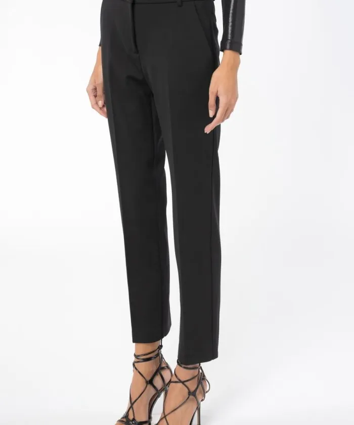 Women Trousers Pinko Milanoknit Cigarette Trousers Limo Black Women Trousers Pinko Milanoknit Cigarette Trousers Limo Black