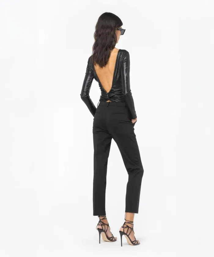 Women Trousers Pinko Milanoknit Cigarette Trousers Limo Black Women Trousers Pinko Milanoknit Cigarette Trousers Limo Black