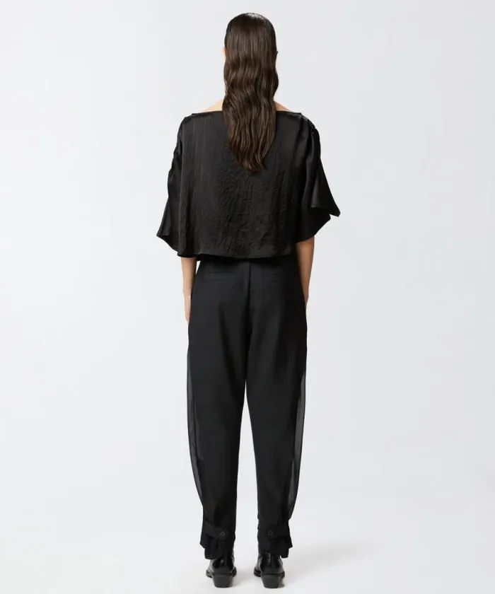 Women Trousers Pinko PPants Trousers In Technical Fabric With Sheer Effect Limo Black Women Trousers Pinko PPants Trousers In Technical Fabric With Sheer Effect Limo Black
