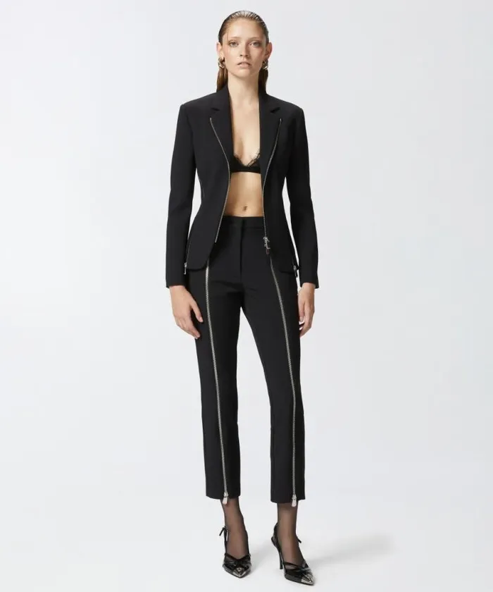 Women Trousers Pinko Slimfit Trousers With Metal Zip Limo Black