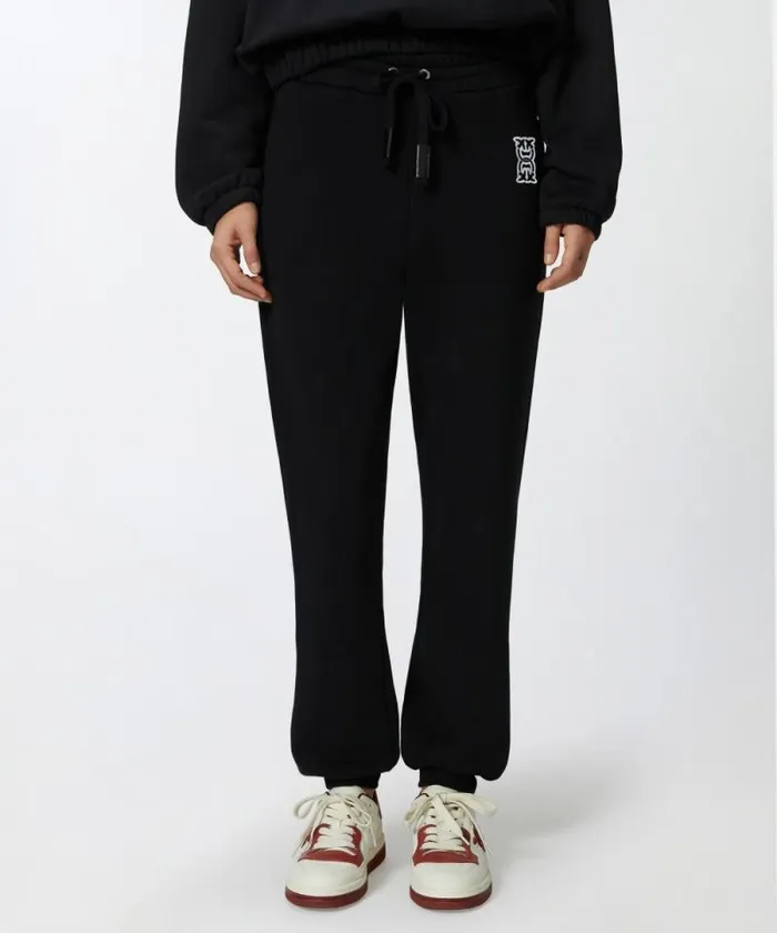 Women Trousers Pinko Sporty Joggers With Logo Patch Limo Black Women Trousers Pinko Sporty Joggers With Logo Patch Limo Black
