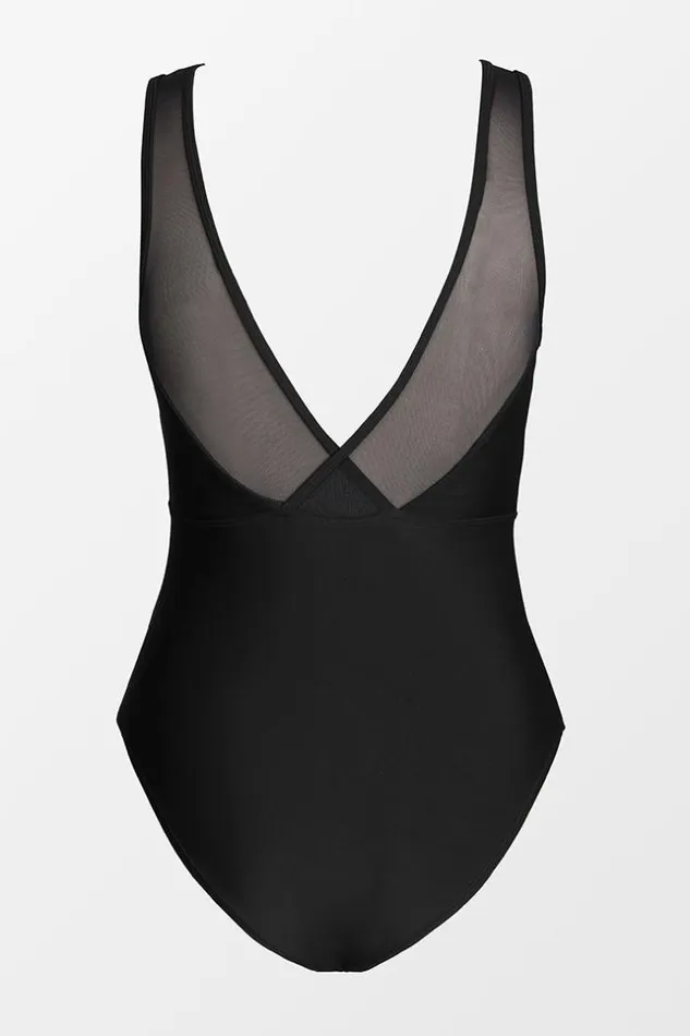 Women Tummy Control Swimsuits Cupshe Grace Bay Mesh One Piece Swimsuit Black