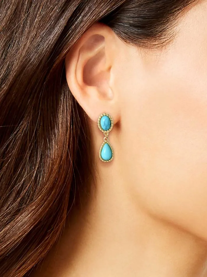 Women Turquoise Collection Jessica Simpson Turquoise Stone Drop Earrings
