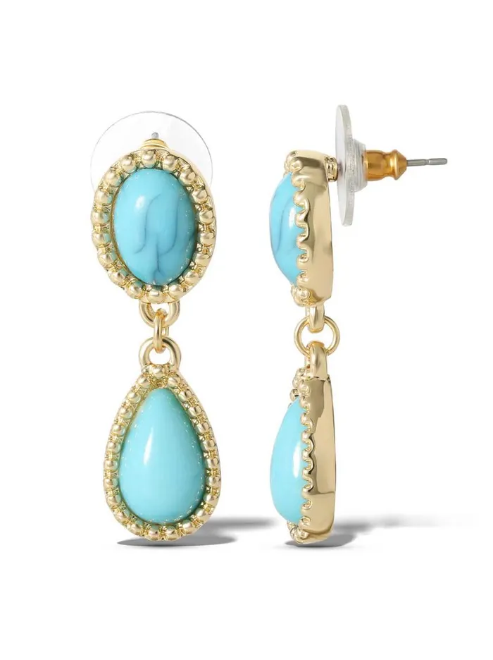 Women Turquoise Collection Jessica Simpson Turquoise Stone Drop Earrings