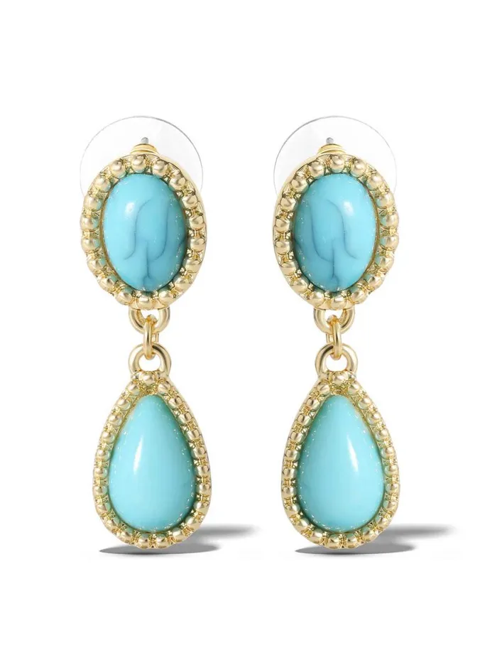 Women Turquoise Collection Jessica Simpson Turquoise Stone Drop Earrings