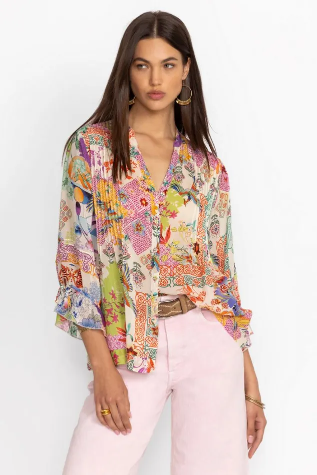 Women VACANZA BLOUSE Mcdreamer Print Johnny Was Tops