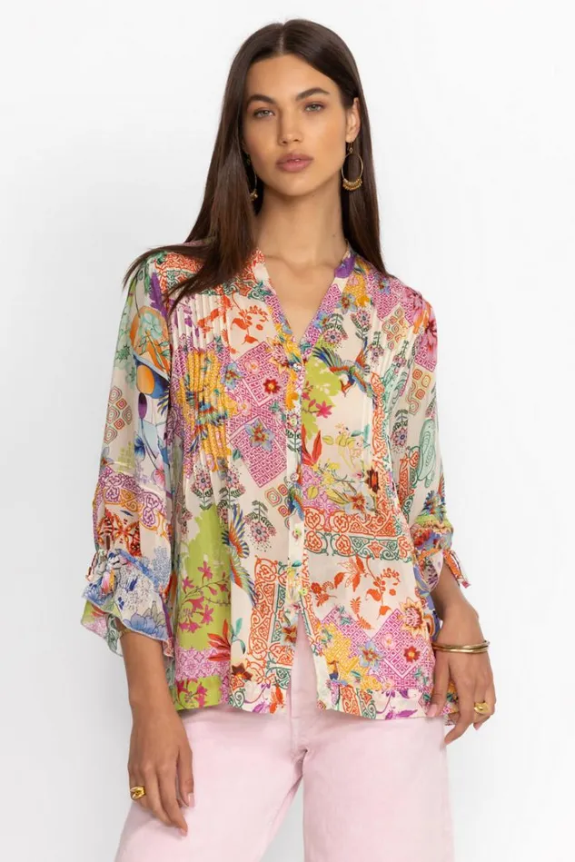 Women VACANZA BLOUSE Mcdreamer Print Johnny Was Tops Women VACANZA BLOUSE Mcdreamer Print Johnny Was Tops