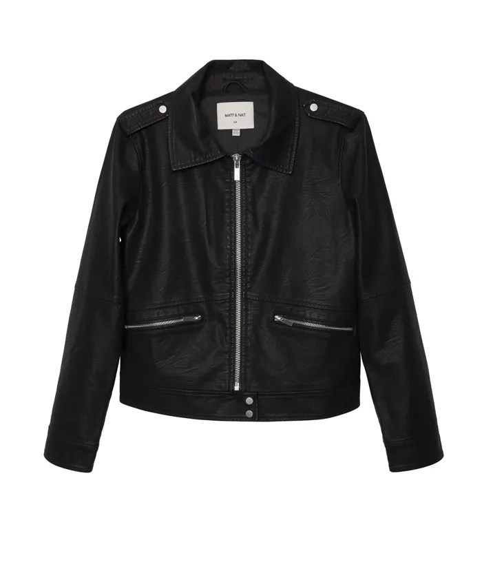 Women Vaughn Vegan Leather Jacket Black Matt and Nat Jackets