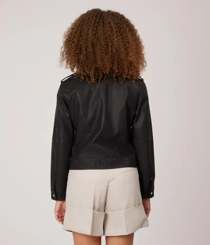 Women Vaughn Vegan Leather Jacket Black Matt and Nat Jackets