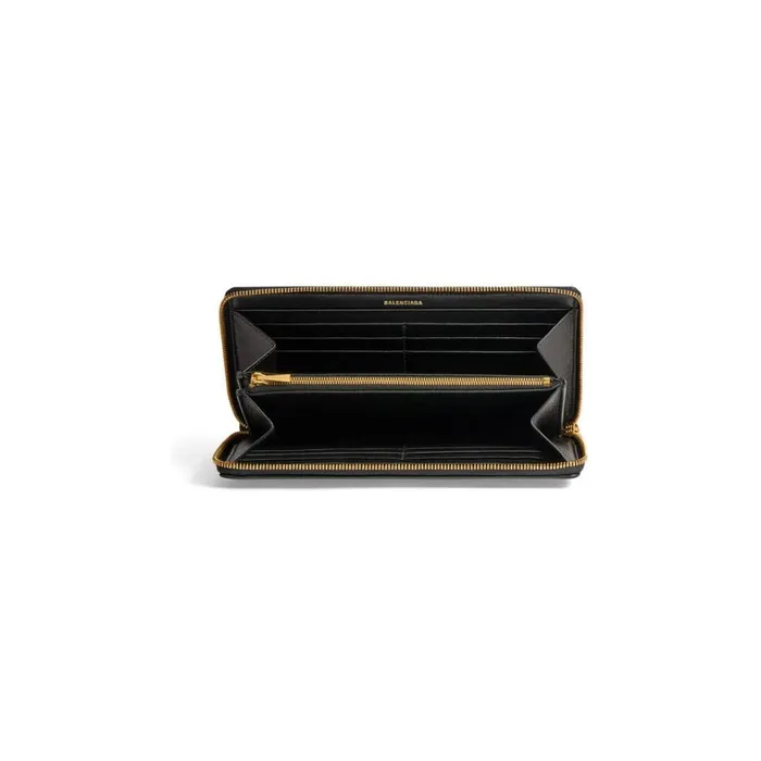 Women Wallets Balenciaga Crush Continental Wallet Quilted In Black