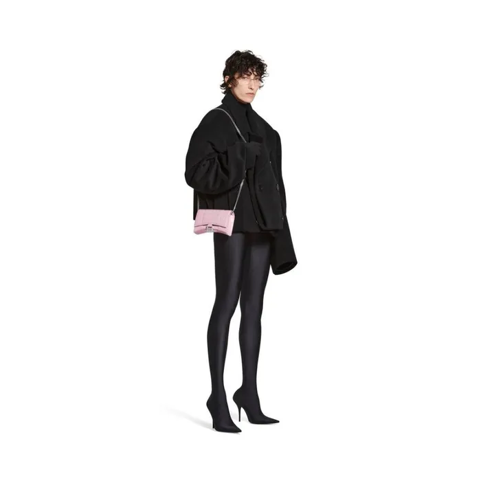 Women Wallets On Chain Balenciaga Hourglass Wallet On Chain Crocodile Embossed In Pink Women Wallets On Chain Balenciaga Hourglass Wallet On Chain Crocodile Embossed In Pink