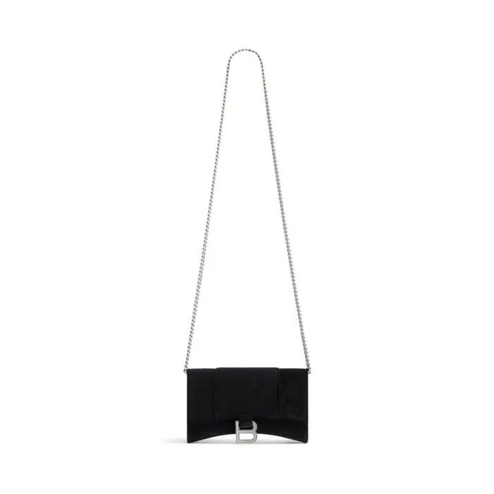 Women Wallets On Chain Balenciaga Hourglass Wallet On Chain Velvet Jersey In Black Women Wallets On Chain Balenciaga Hourglass Wallet On Chain Velvet Jersey In Black