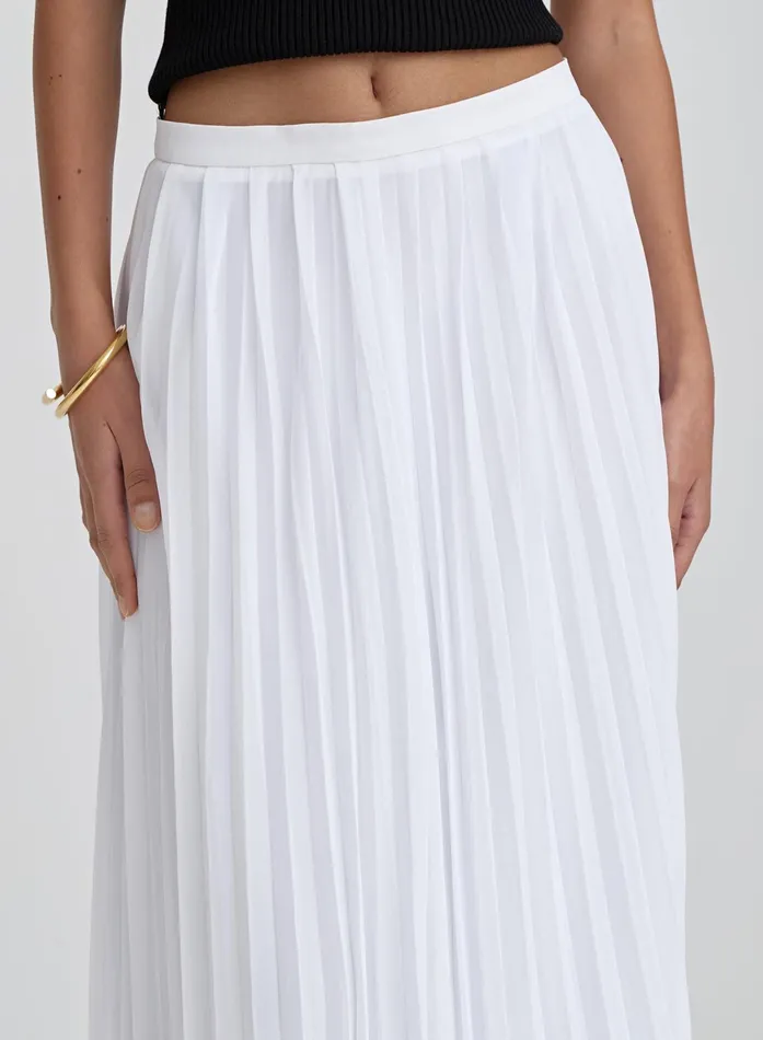 Women White Pleated Maxi Skirt Hilda 4th and Reckless Skirts