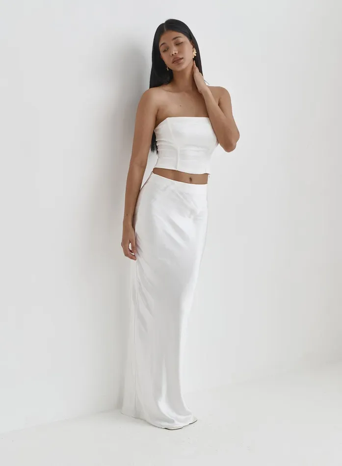 Women White Satin Maxi SkirtAzalea 4th and Reckless Skirts