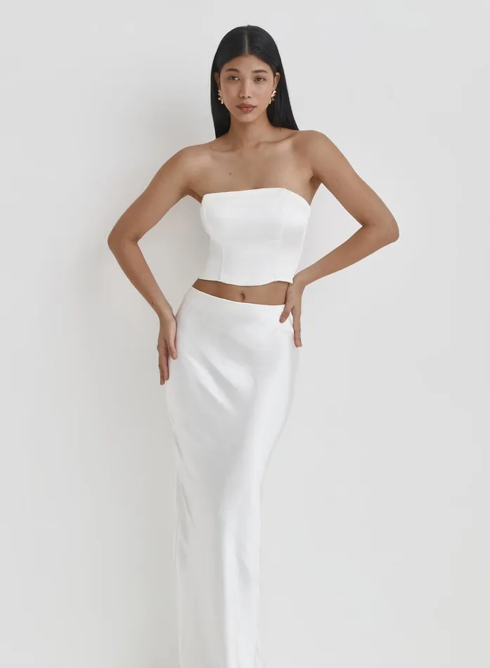 Women White Satin Maxi SkirtAzalea 4th and Reckless Skirts