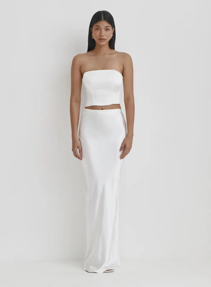 Women White Satin Maxi SkirtAzalea 4th and Reckless Skirts