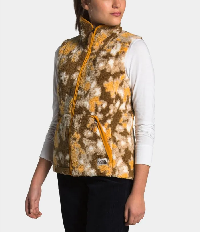 Womens Campshire Vest 20 Hawthorne Khaki Abstract Ikat Flc Print The North Face Vests