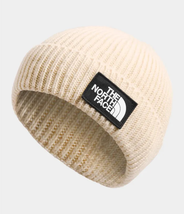 Womens TNF Logo Box Cuffed Beanie Bleached Sand The North Face Beanies and Scarves Womens TNF Logo Box Cuffed Beanie Bleached Sand The North Face Beanies and Scarves