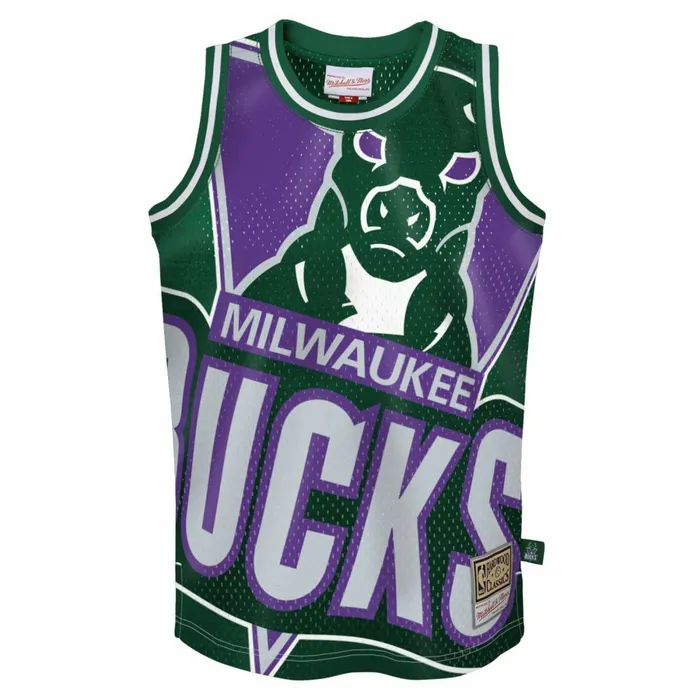 Youth Big Kids Mitchell and Ness Big Face Jersey Milwaukee Bucks