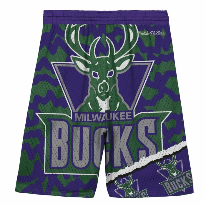 Youth Big Kids Mitchell and Ness Big Face Jumbotron Mesh Shorts Milwaukee Bucks Youth Big Kids Mitchell and Ness Big Face Jumbotron Mesh Shorts Milwaukee Bucks
