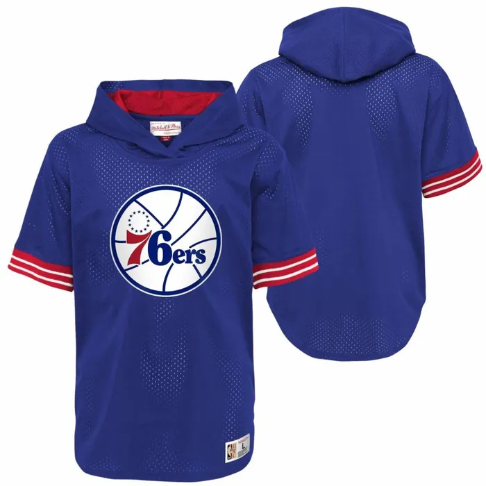 Youth Big Kids Mitchell and Ness Unbeaten SS Mesh Hoody Philadelphia 76ers Youth Big Kids Mitchell and Ness Unbeaten SS Mesh Hoody Philadelphia 76ers