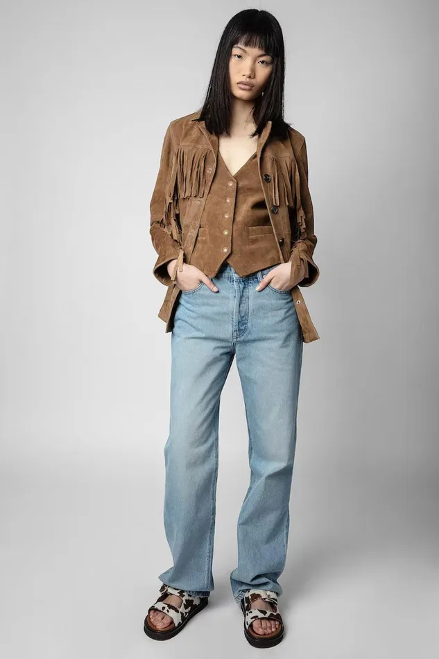 Zadig and Voltaire Jackets EM SUEDE VEST TAN 8211 Women Zadig and Voltaire Jackets EM SUEDE VEST TAN 8211 Women